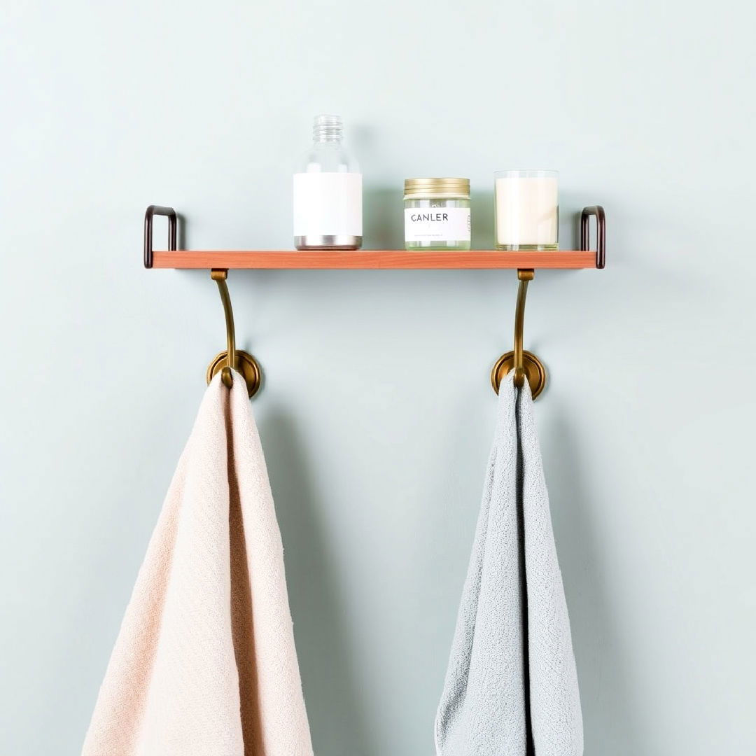 towel hooks with shelf combo