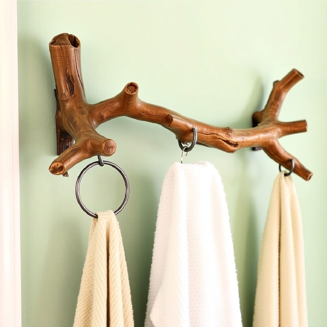 tree branch towel rack