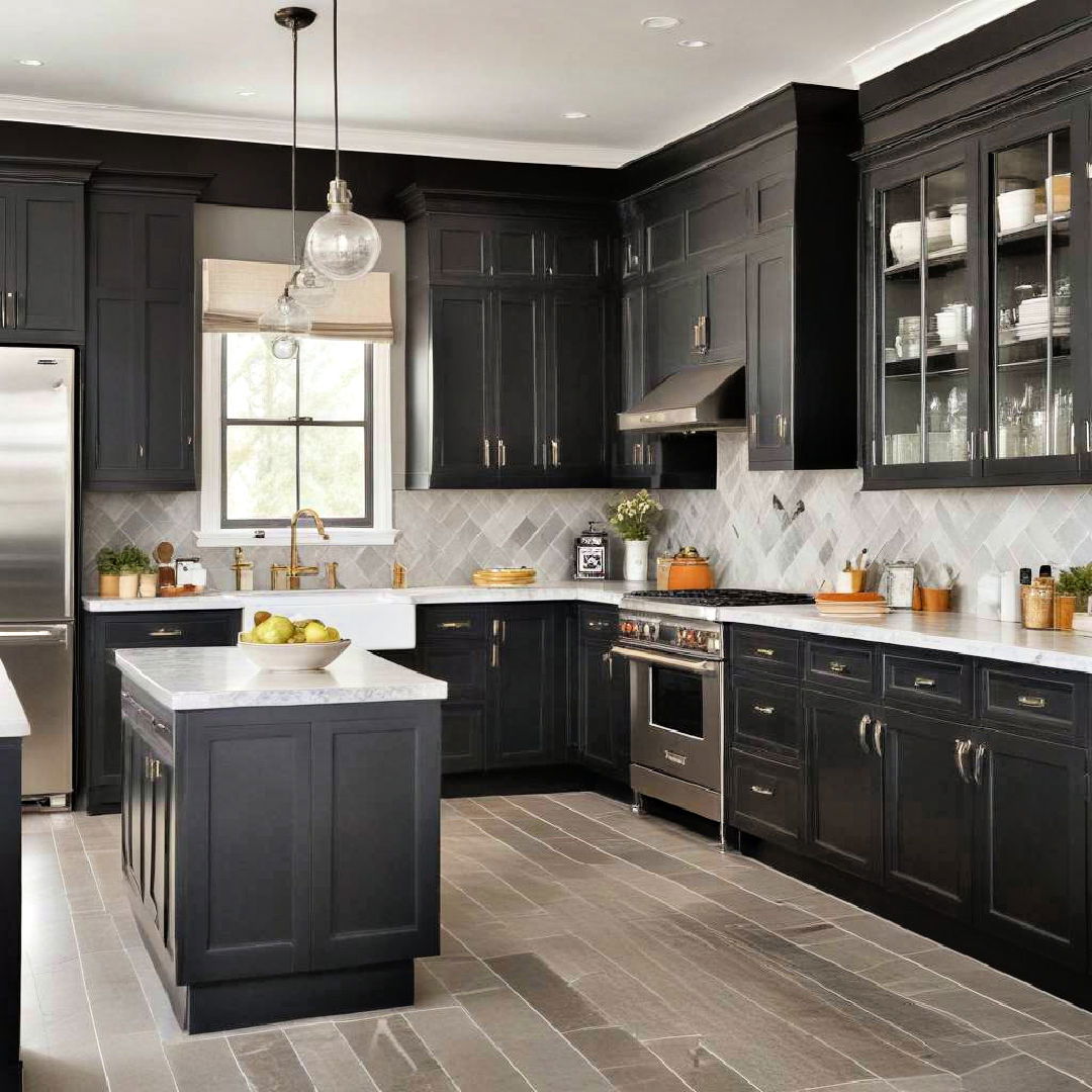 two tone black cabinets