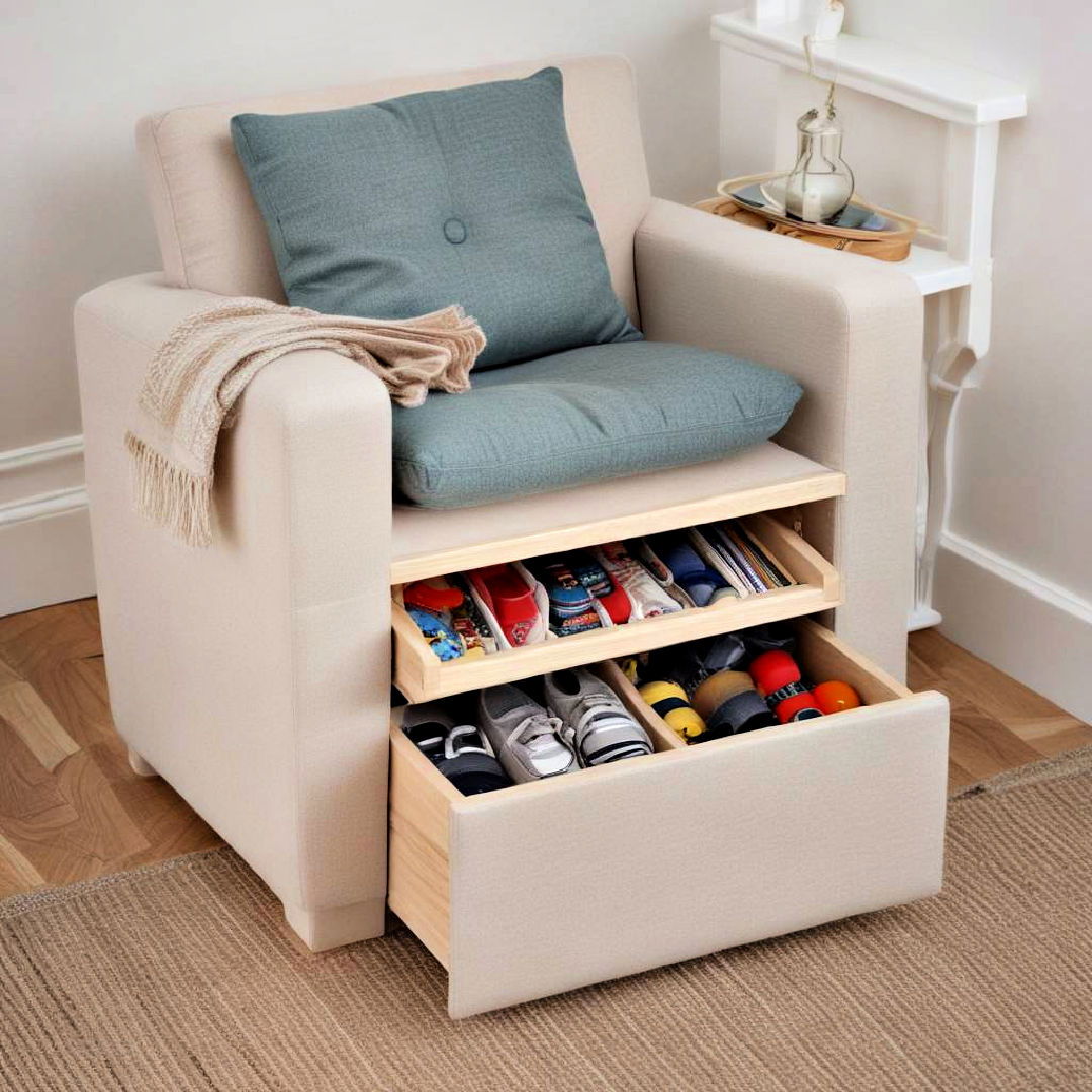 under armchair storage