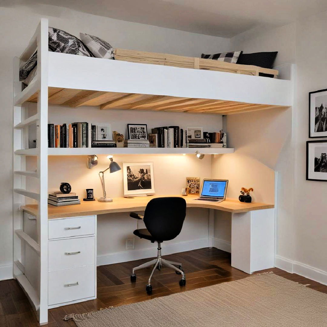 under loft workspace bed nook