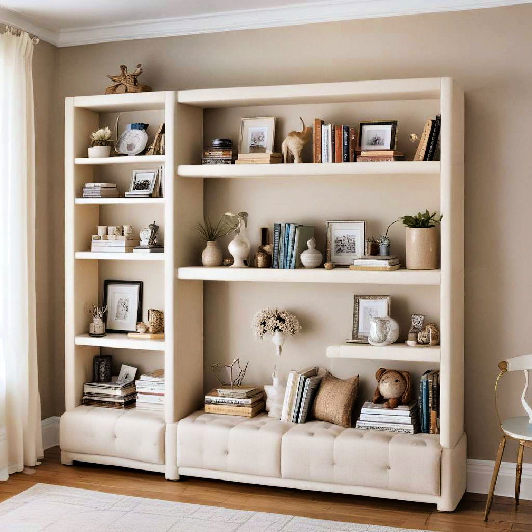 upholstered shelves