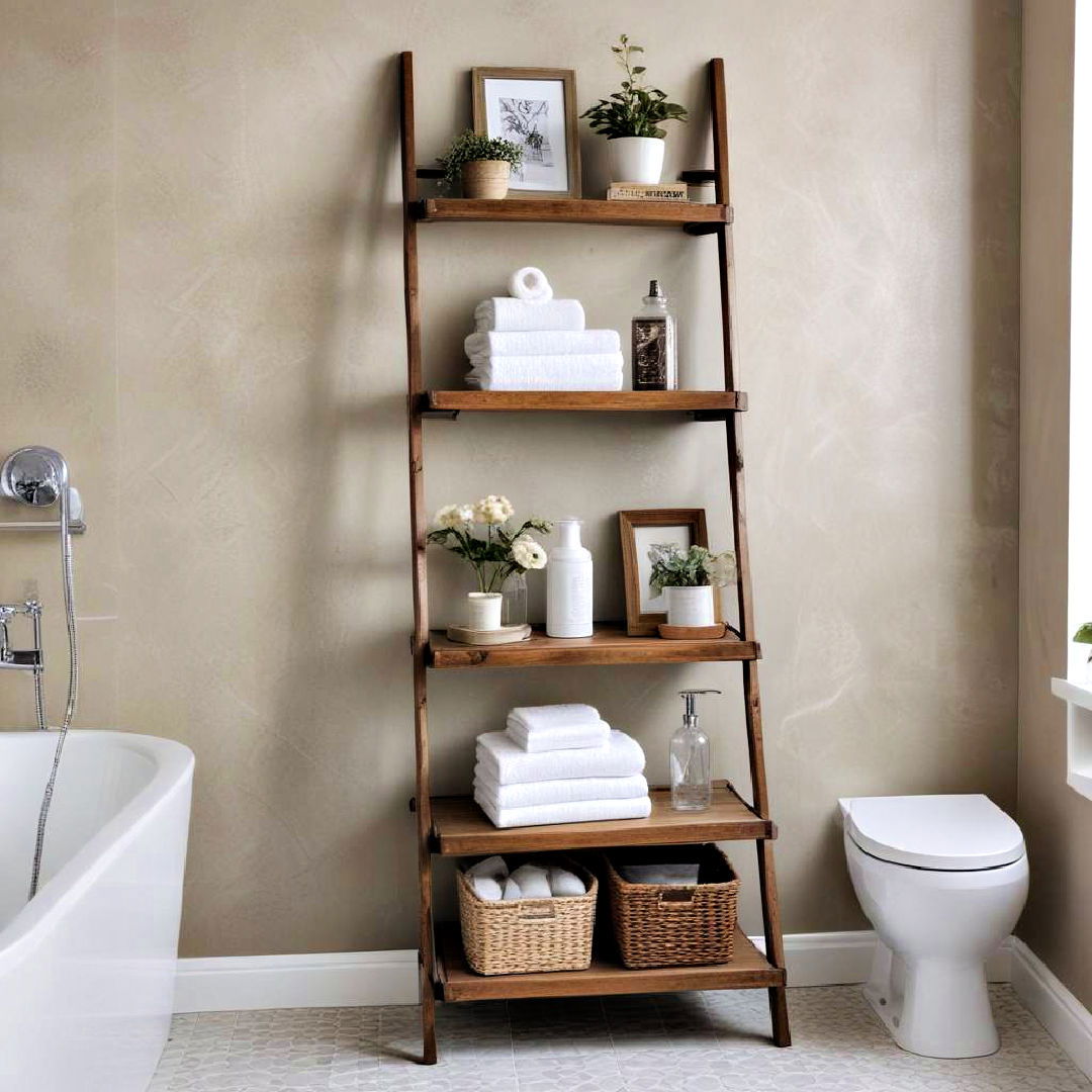 use a ladder shelf for storage