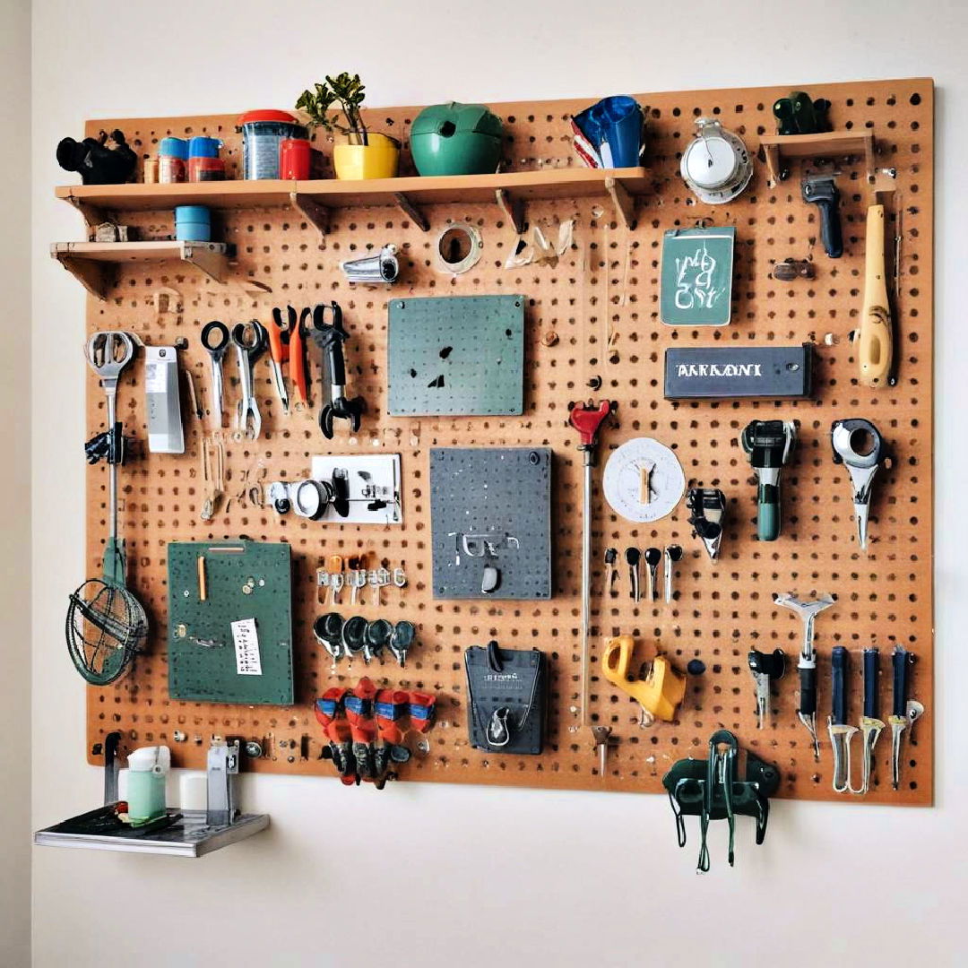 use a pegboard for versatile storage