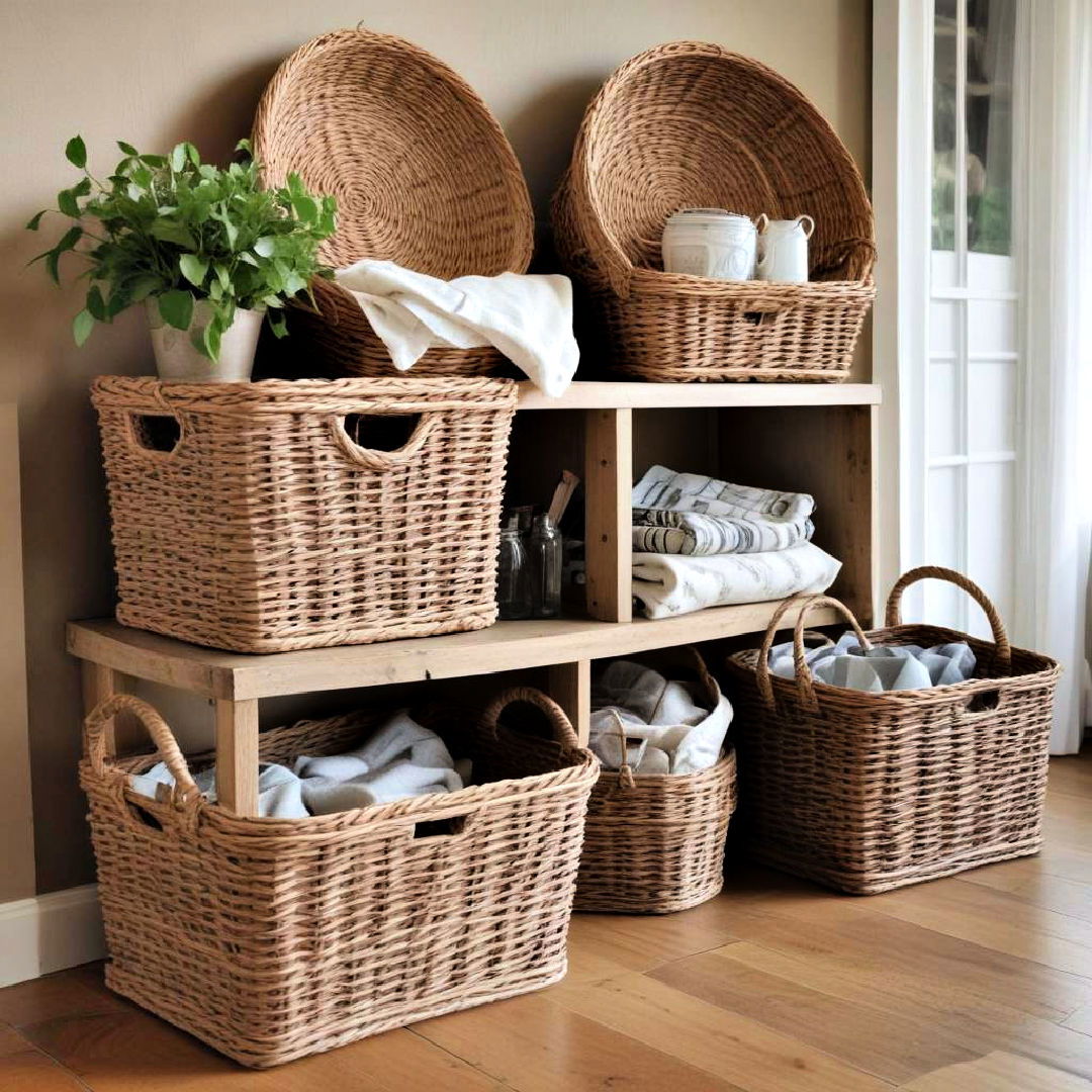 use baskets for storage and style