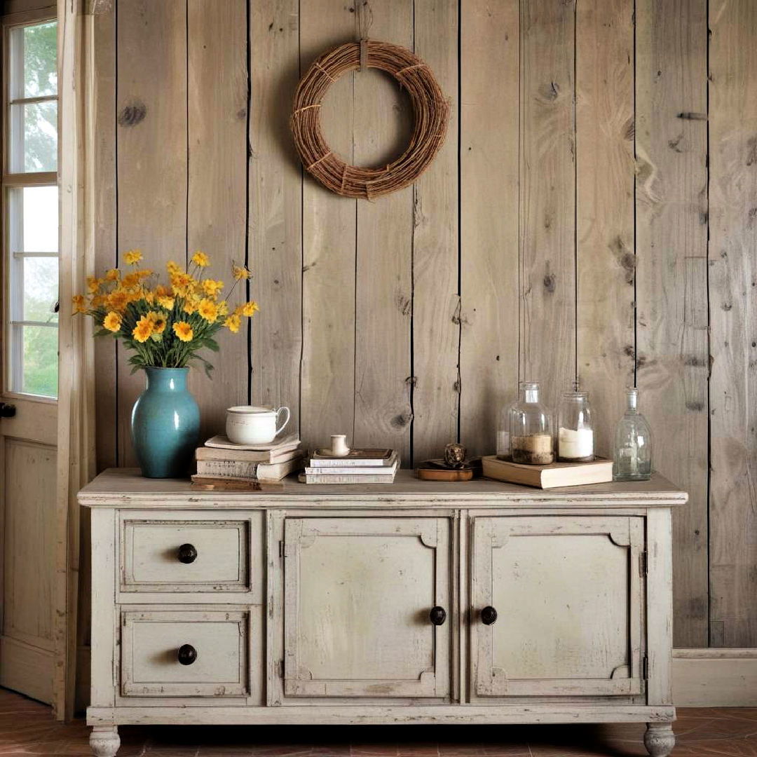 use distressed paint finishes for a rustic look