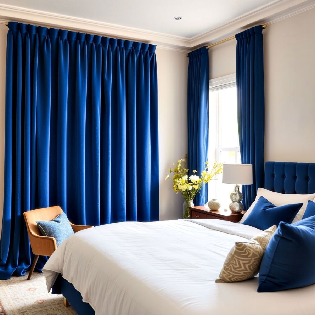 velvet royal blue curtains for elegance