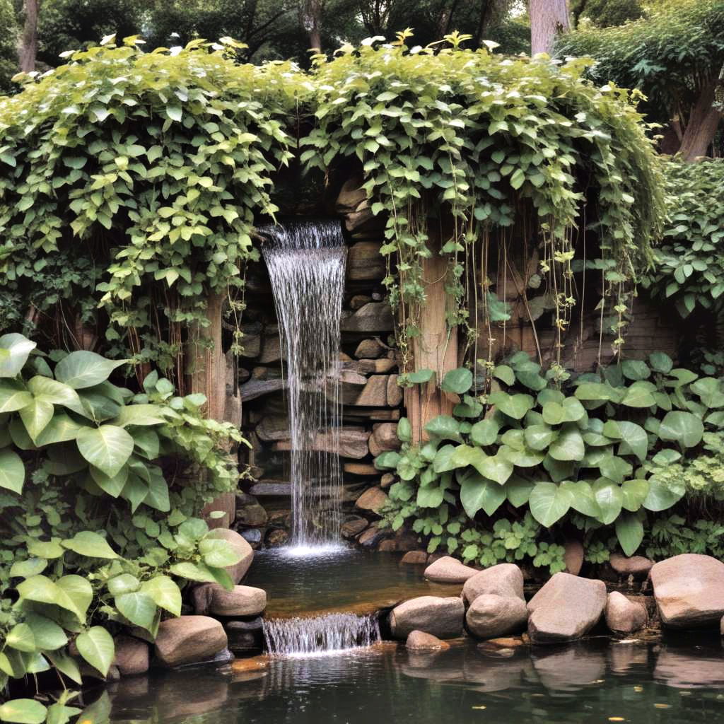 vine covered waterfall