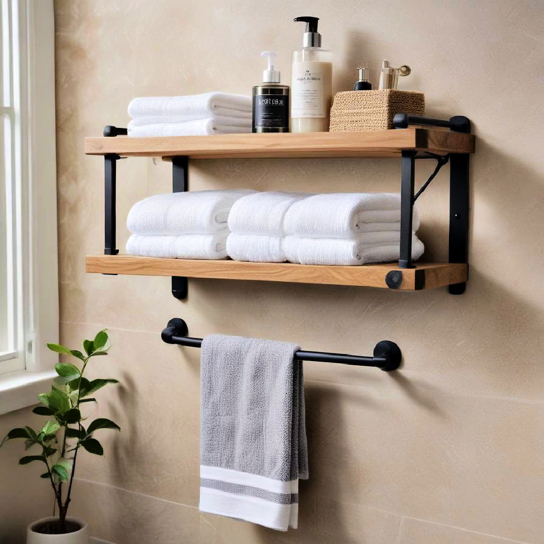 wall mounted towel bar with shelf