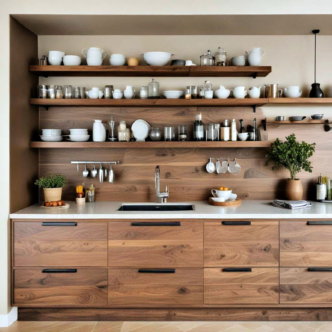 walnut wood shelving