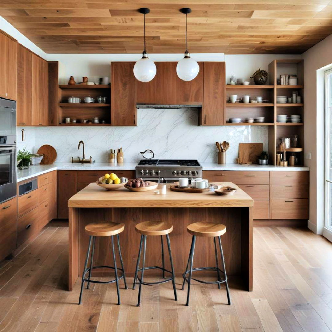 warm wood cabinets