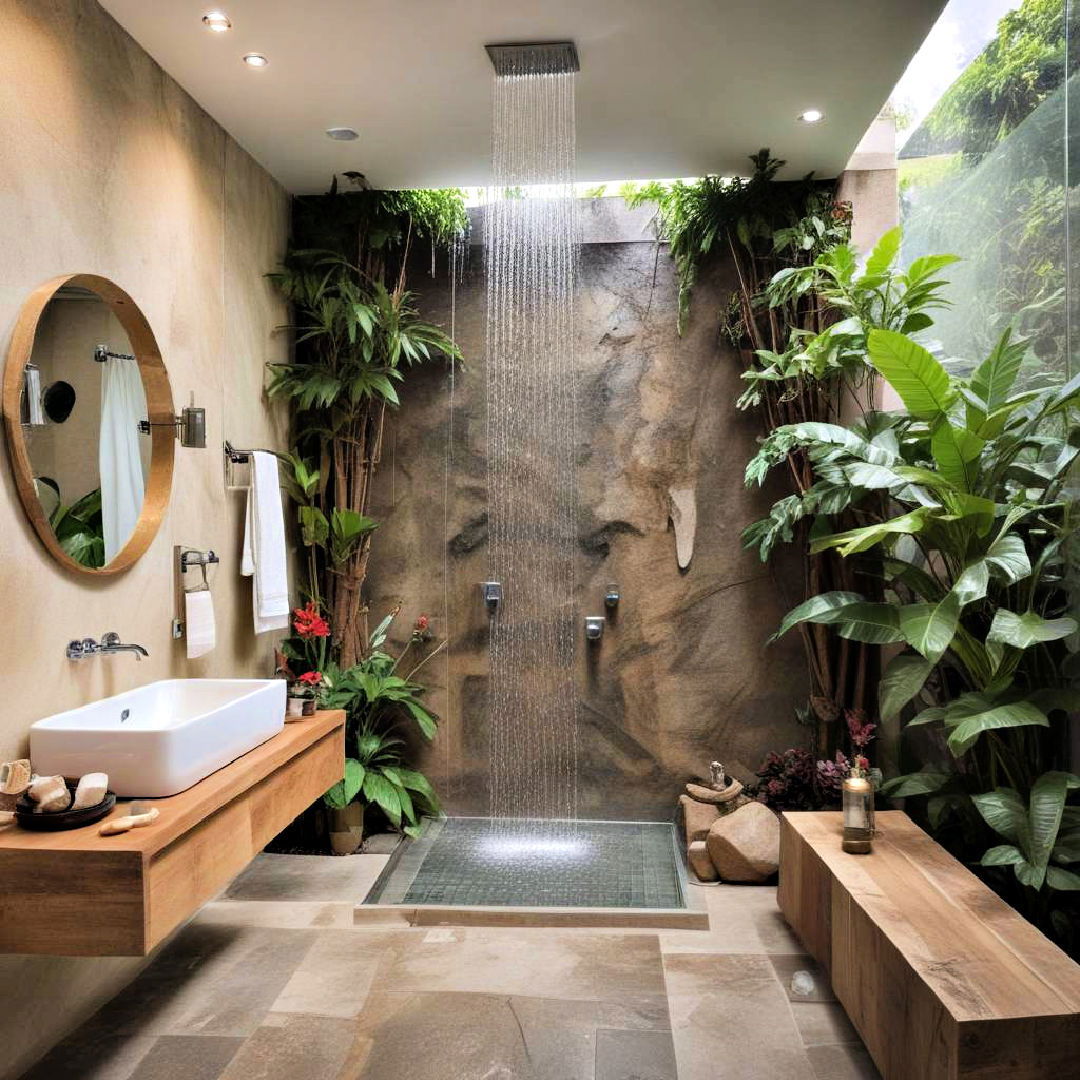 waterfall shower feature for a natural look