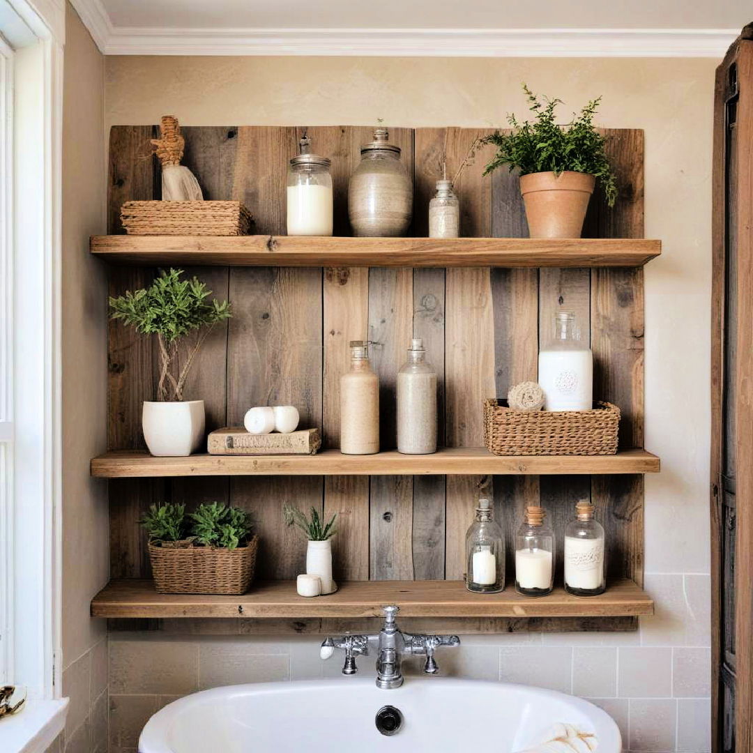 weathered wood shelves