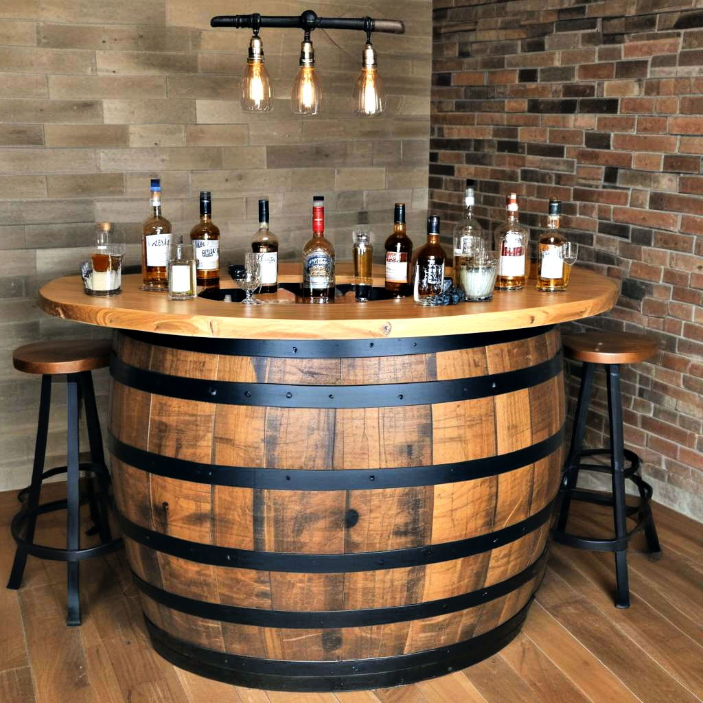 whiskey barrel bar