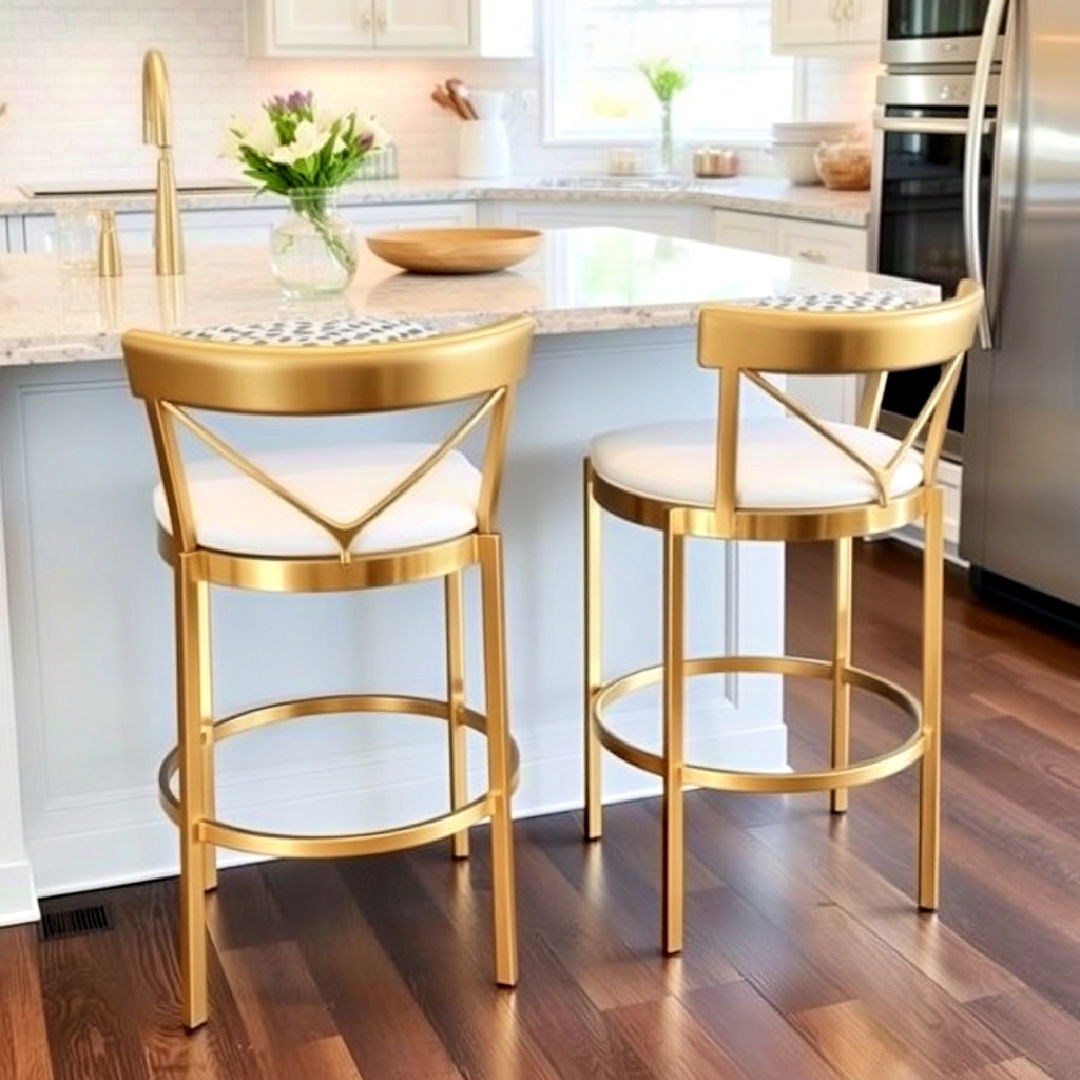 white and gold kitchen stools