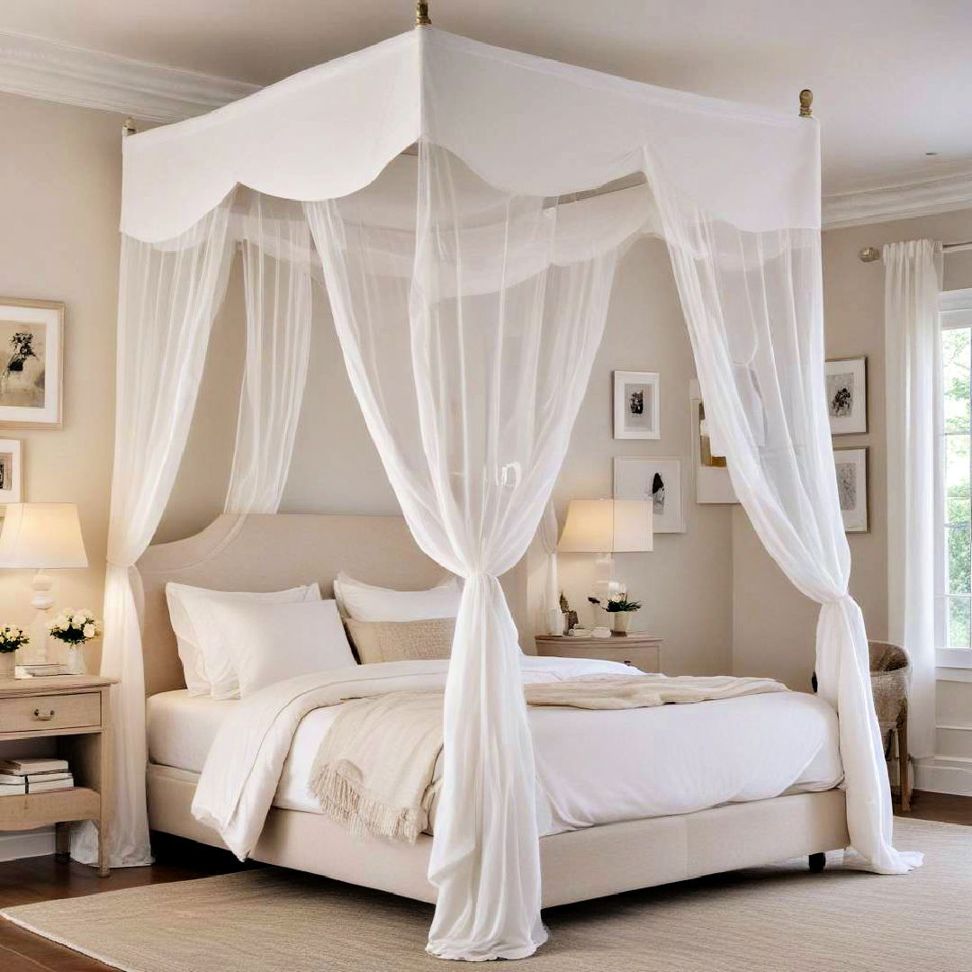 white bed canopy