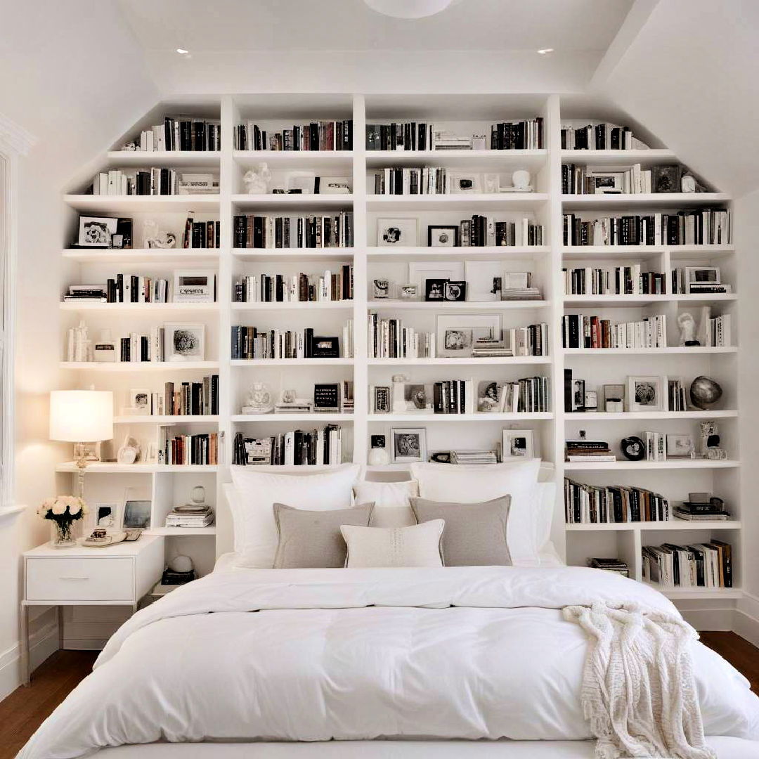 white bookshelves