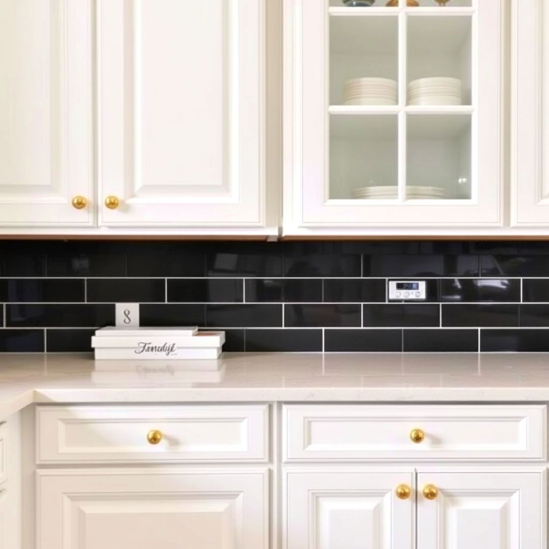 white cabinets with gold glass knobs