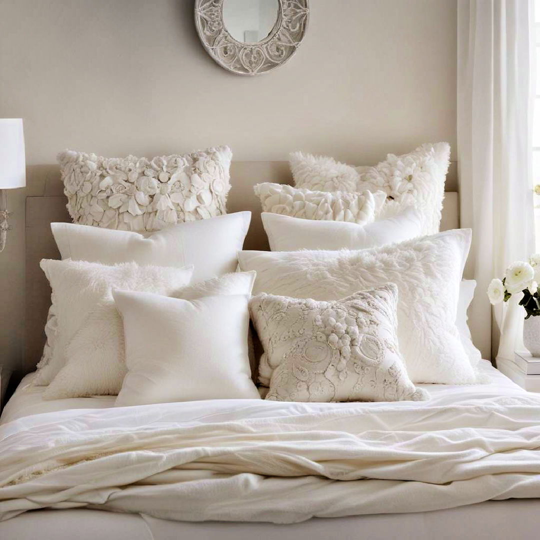 white decorative pillows