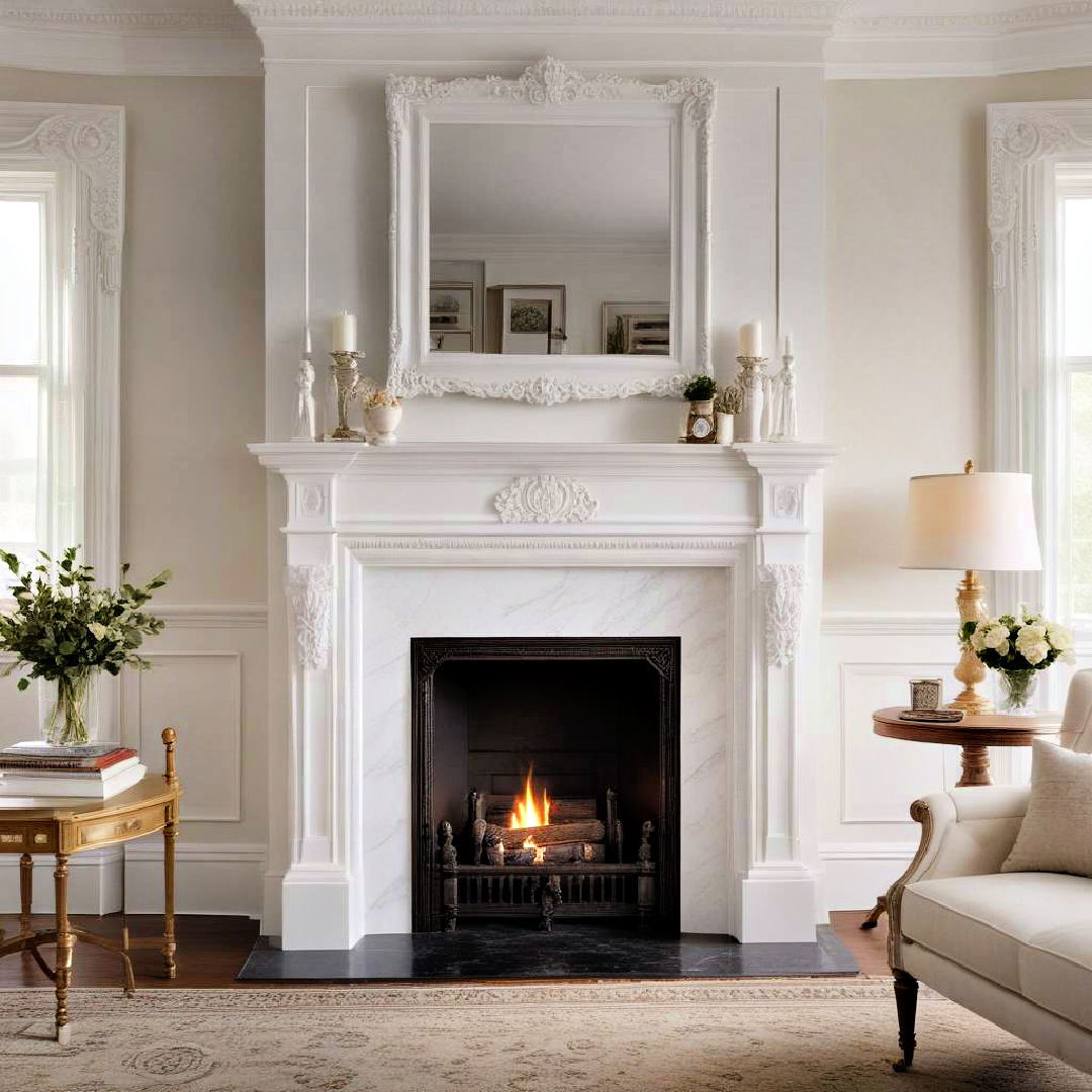 white victorian style fireplace