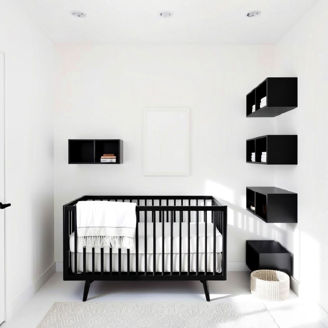 white walls with black furniture accents