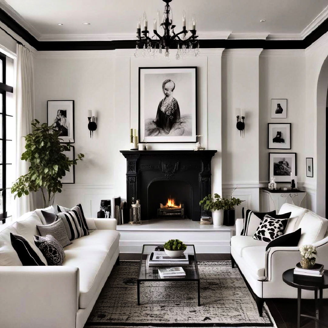 white walls with black trim