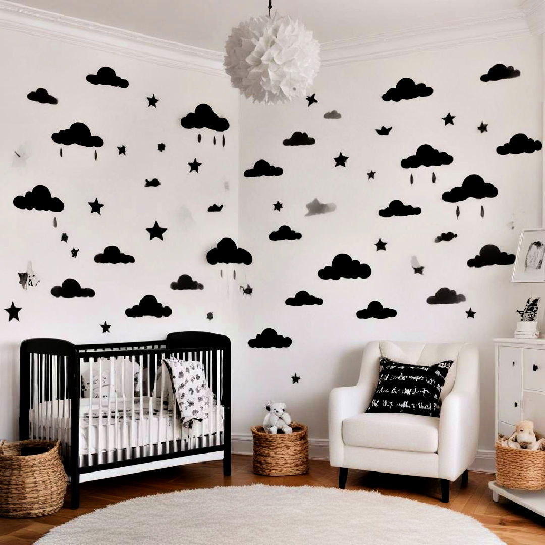 white walls with black wall stickers