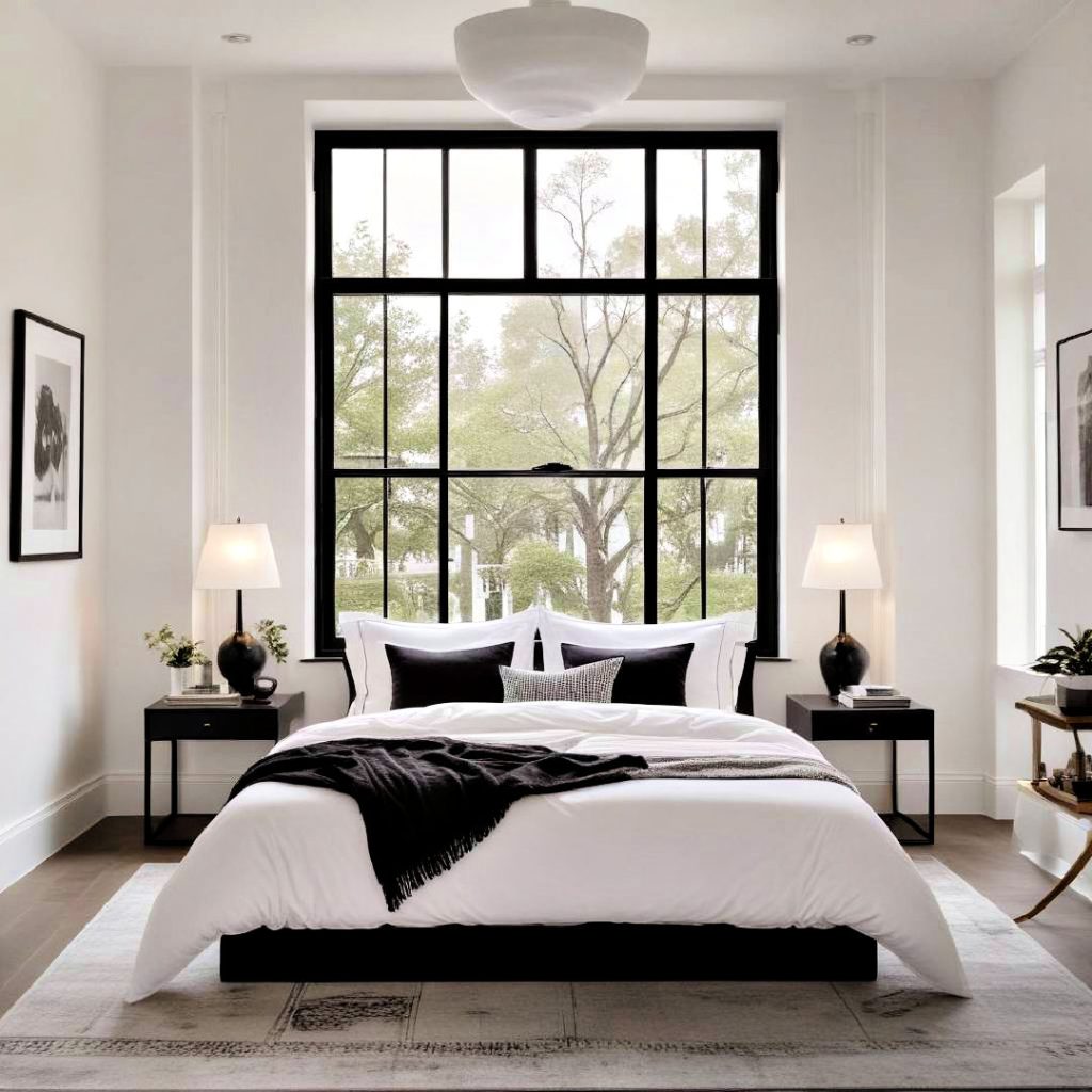 white walls with black window frames