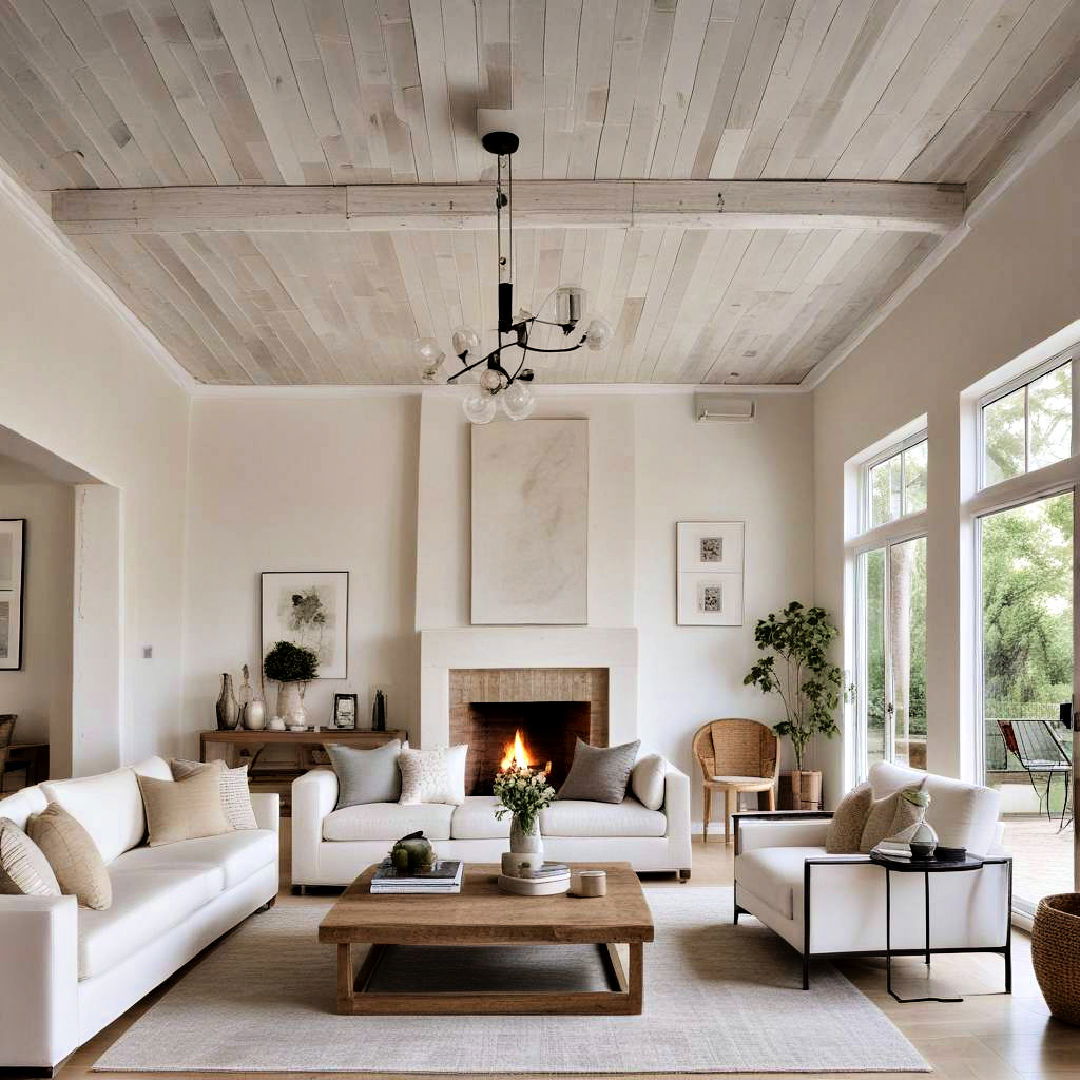 whitewashed wood ceiling