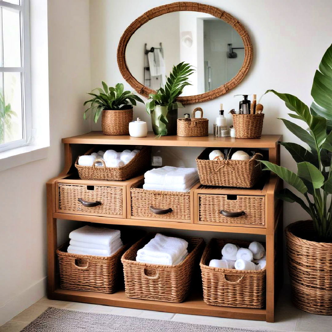 wicker baskets for functional storage