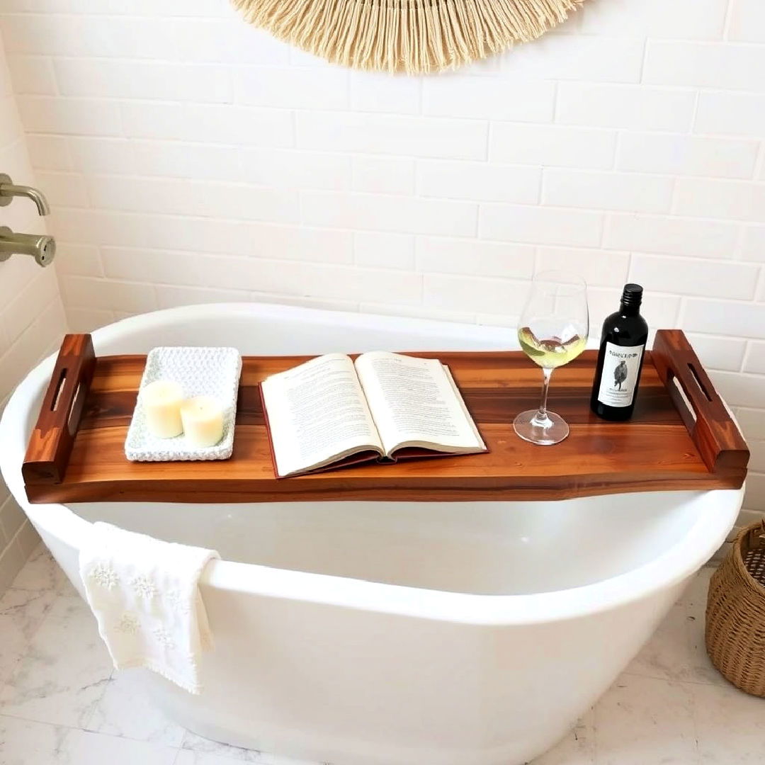 wooden bath trays for relaxation