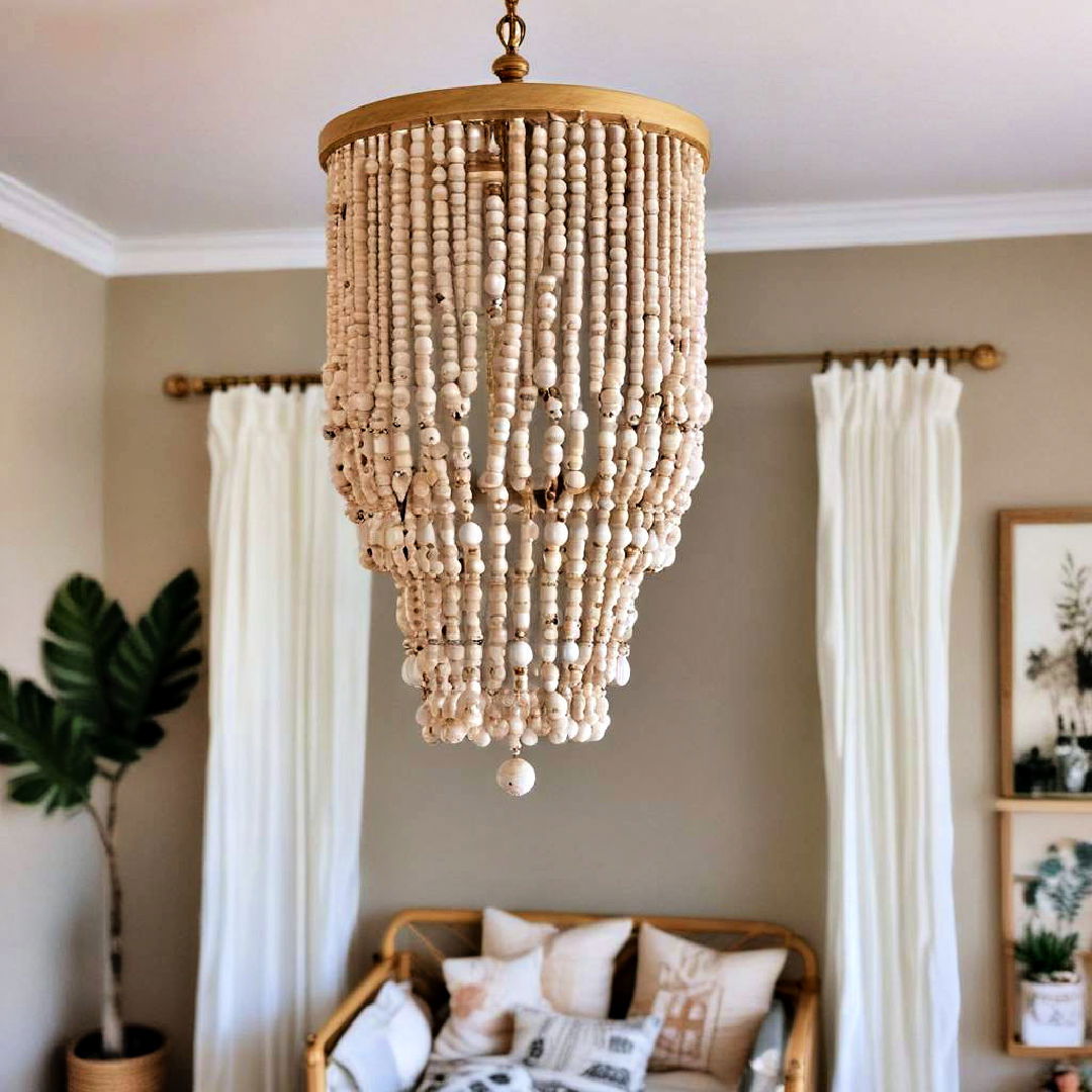 wooden bead chandelier