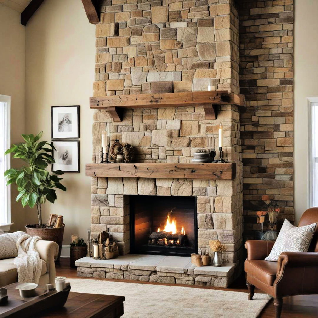 wooden beam mantel