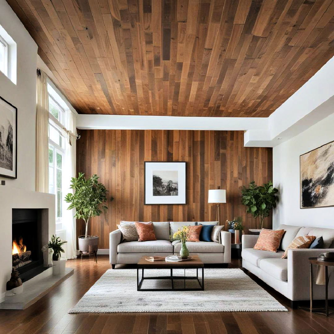 wooden plank ceiling