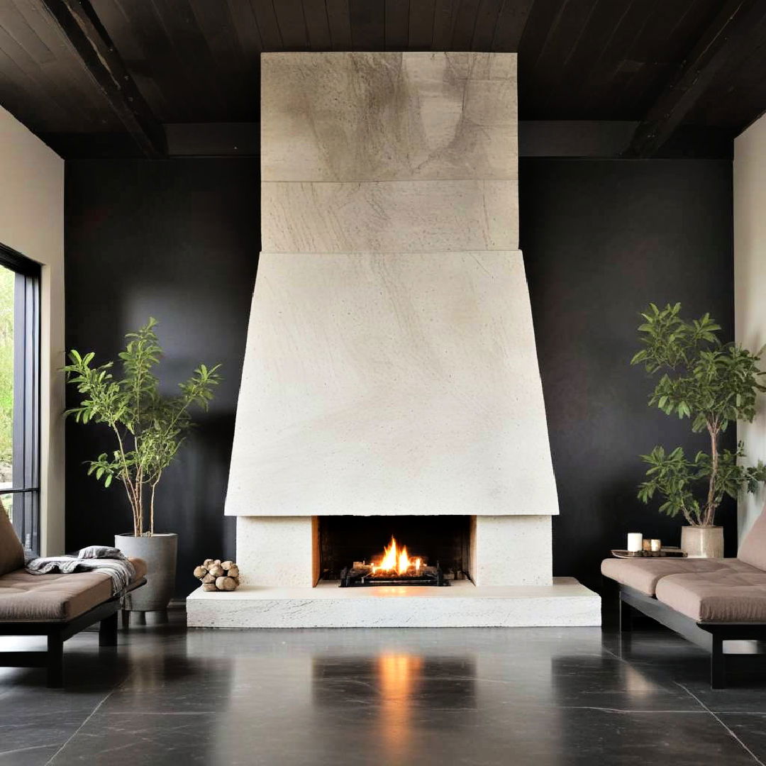 zen style stone fireplace