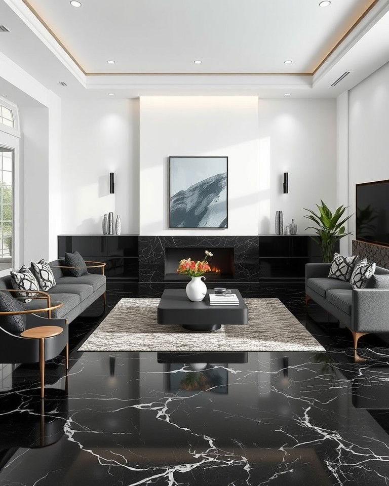 Black Marble Floors for a Bold Statement