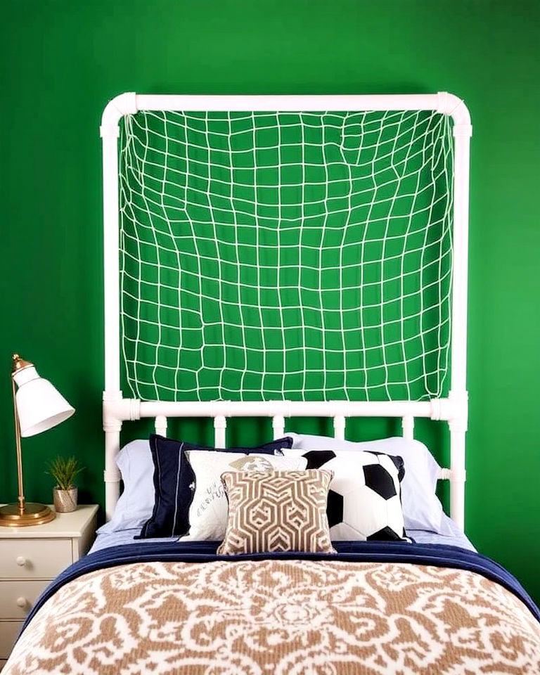 DIY soccer goal headboard