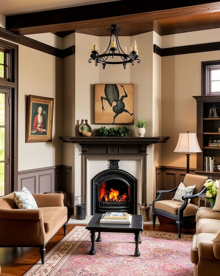 Traditional Cast Iron Corner Fireplace