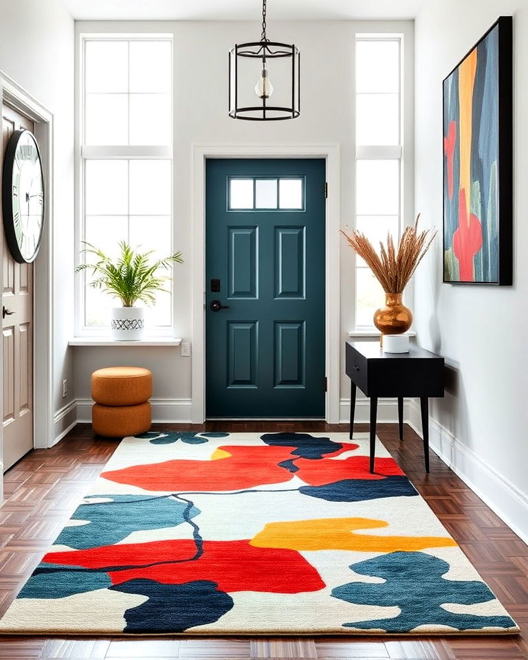 abstract art into your entryway rug
