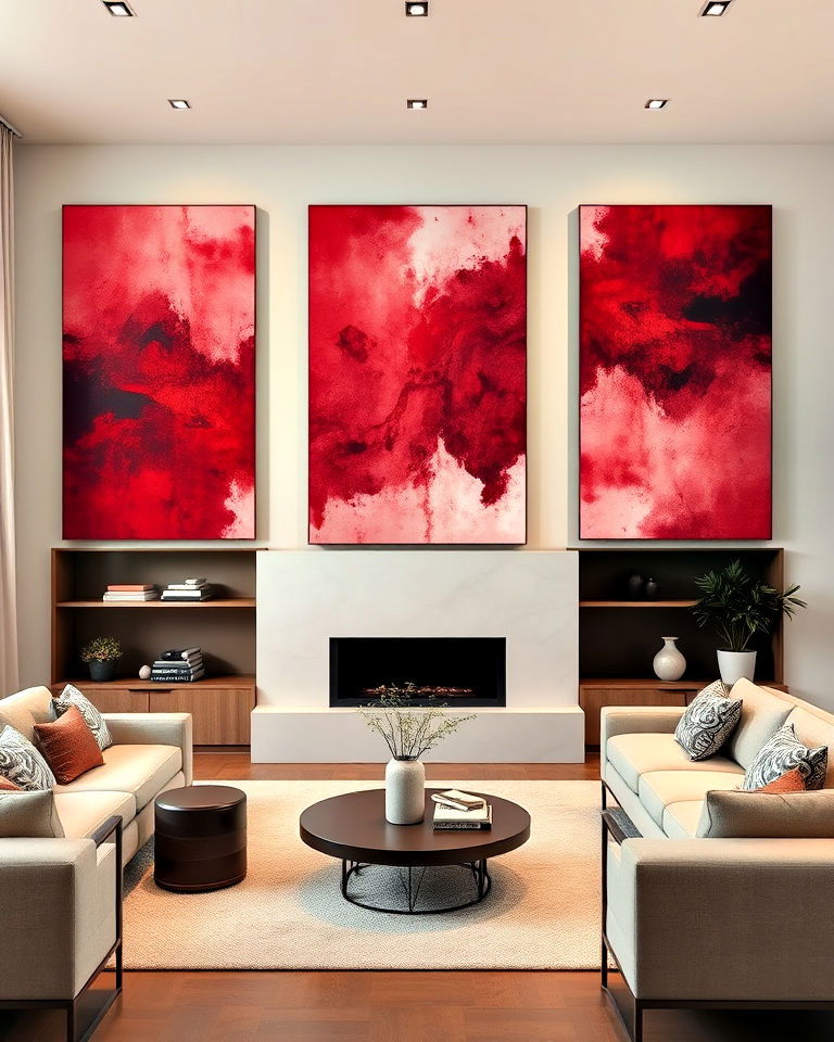 abstract burgundy artwork to add depth