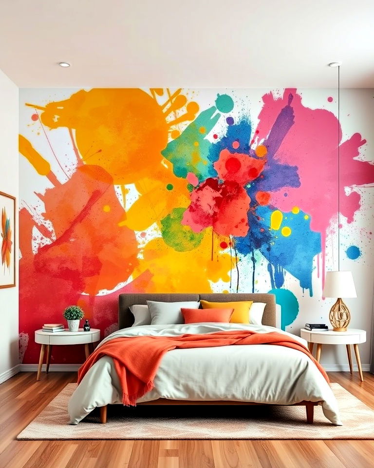 abstract color splashes wall painting