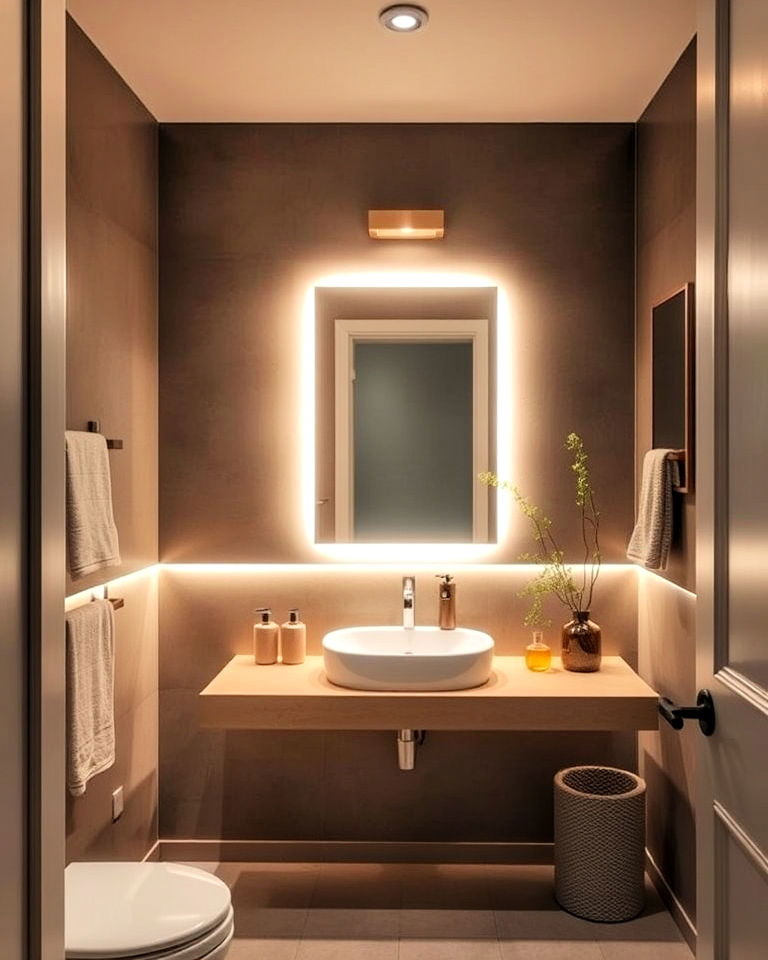 accent half bathroom lighting for ambient look