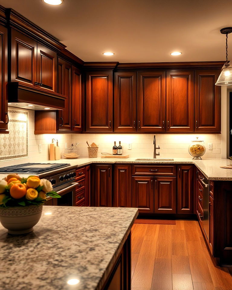 accent lighting for natural cherry cabinets
