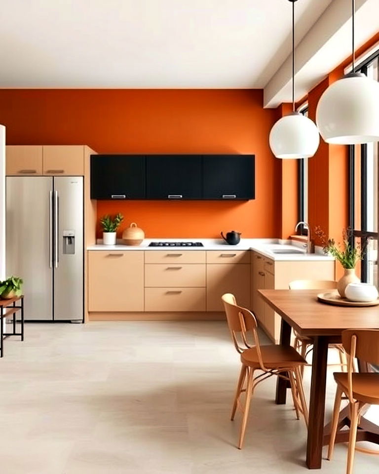 accent walls in burnt orange