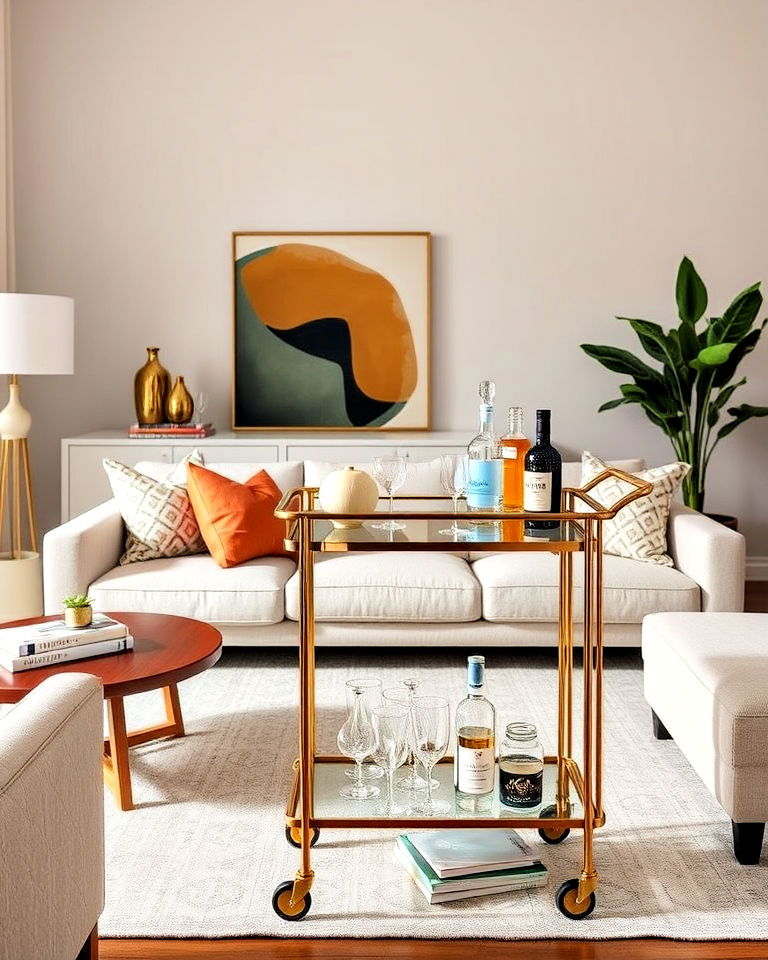 add a bar cart for a touch of glam
