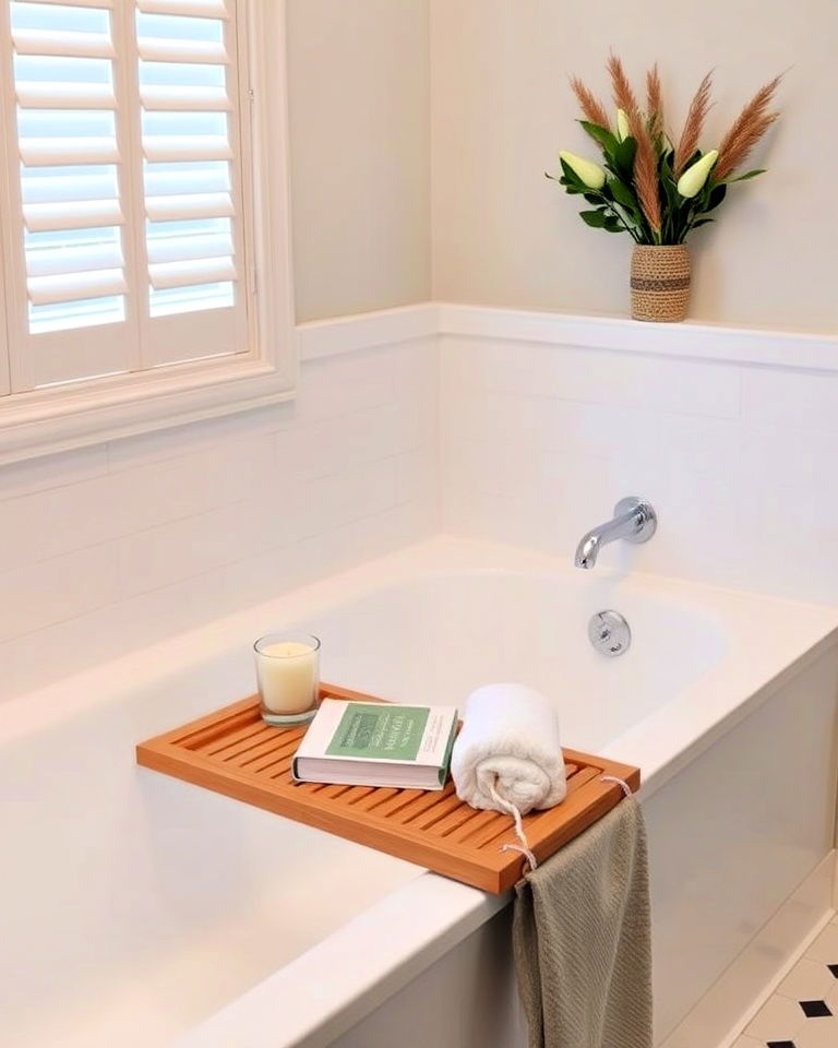 add a bath tray for a spa like feel