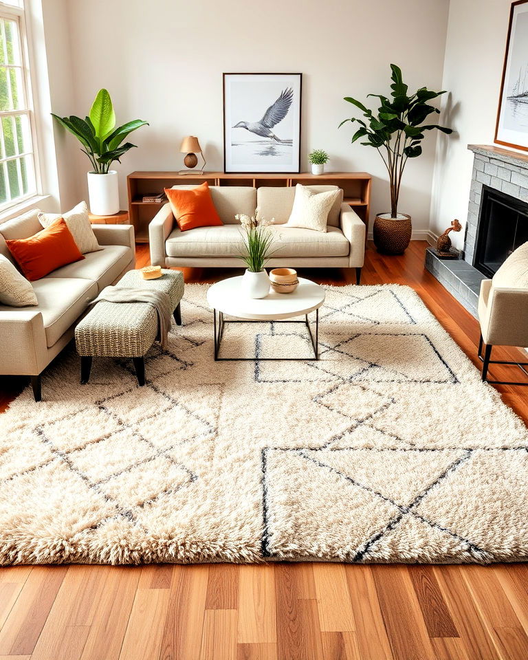 add a cozy rug for warmth and comfort