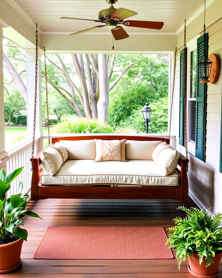 add a porch swing bed for ultimate relaxation