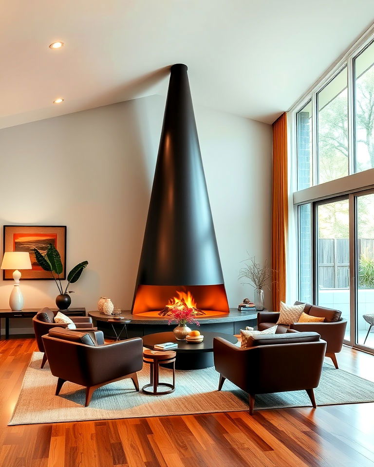 add a sculptural fireplace