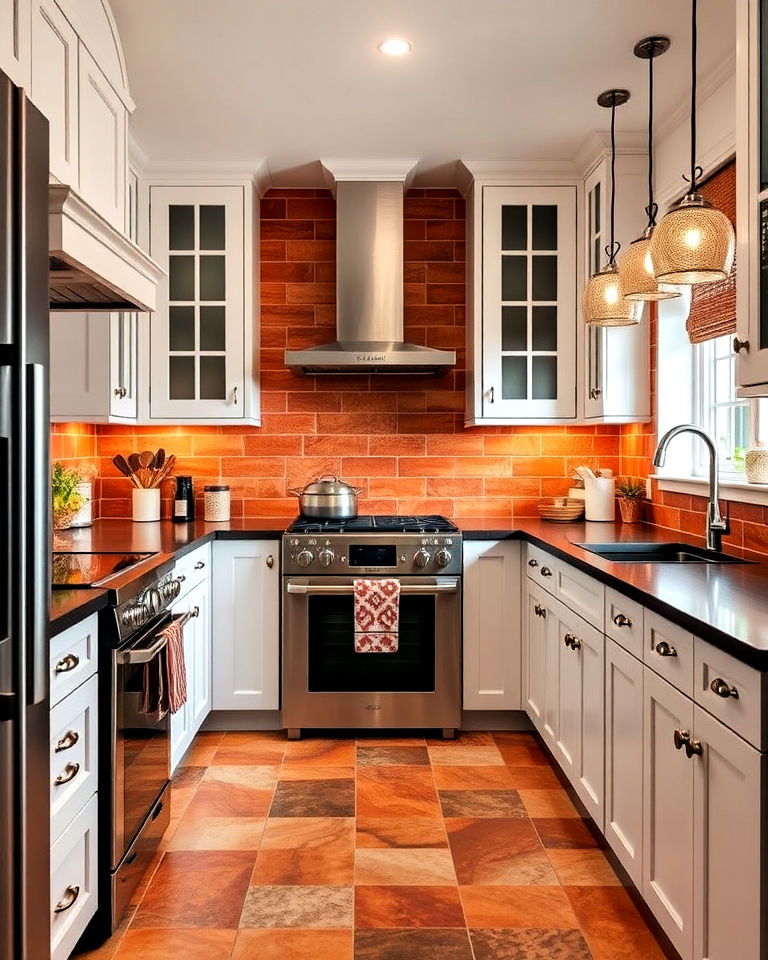 add burnt orange backsplash